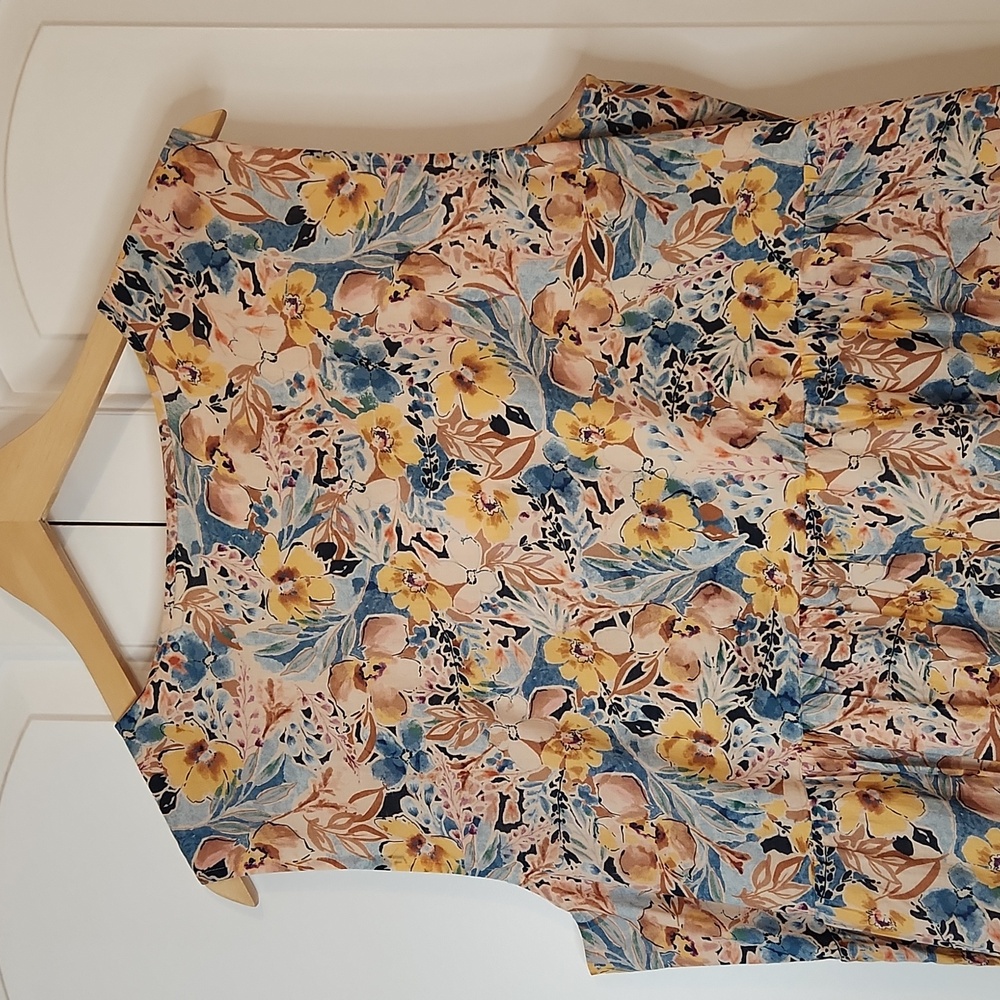 J. Jill Floral Maxi Dress in Peach, Blue, Cream - Picture 8 of 14